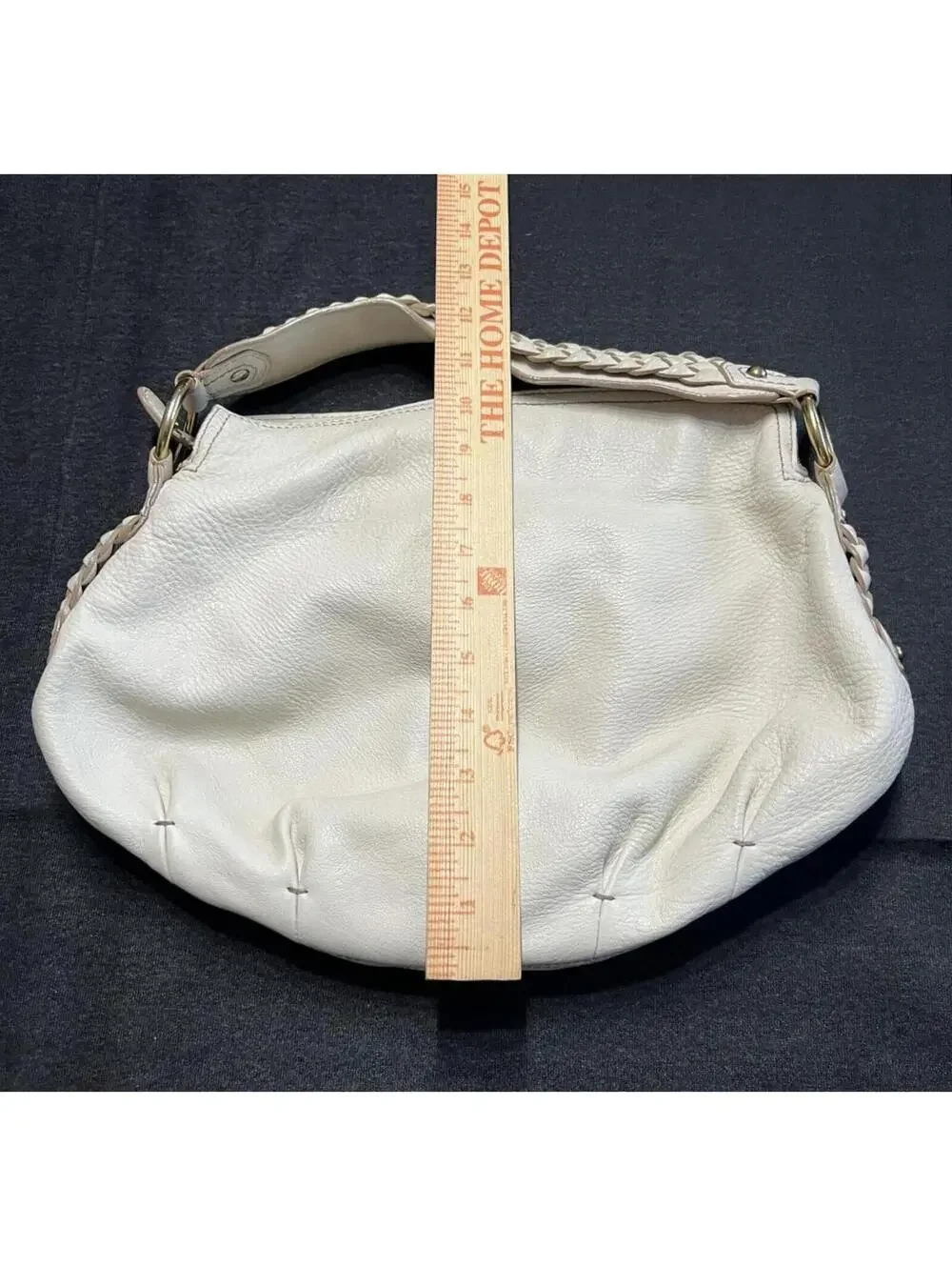 Banana Republic Fall 2008 Ivory Cream Genuine Leather Braided Strap Hobo Bag